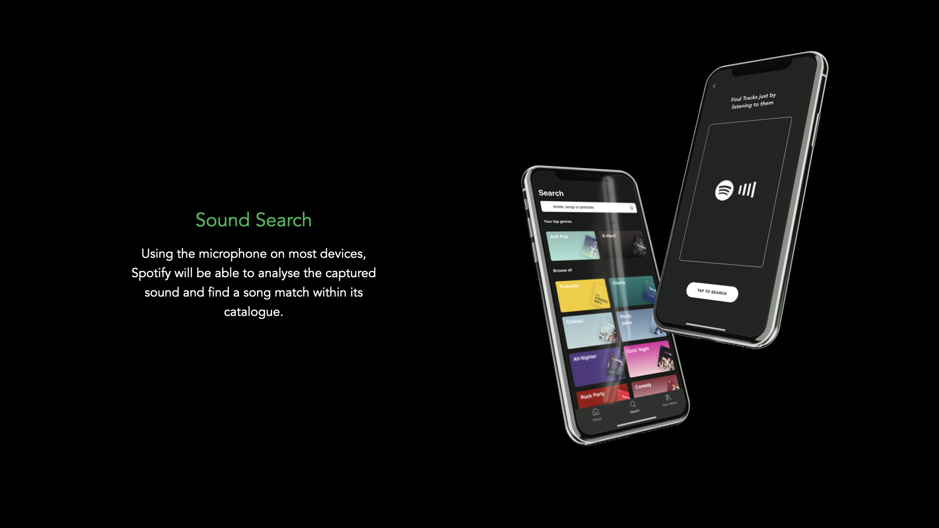 Using the microphone on most devices, Spotify will be able to analyse the captured sound and find a song match within its catalogue.