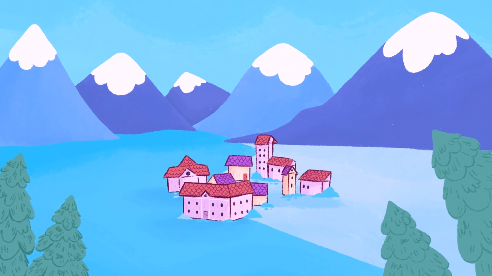‘Hattie’s village – A still from the animation’