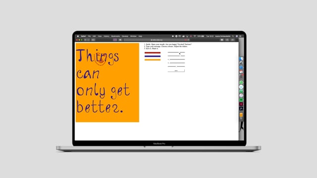 Basic use of website prototype, that allows to write messages in different fonts based on the user’s facial expressions.