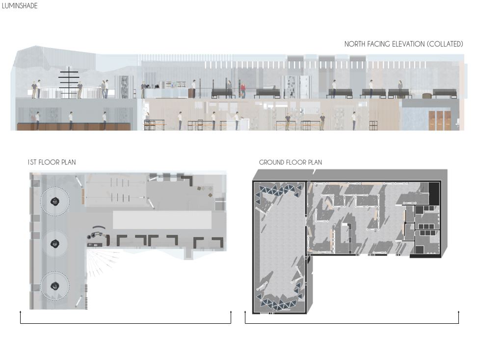 Long Elevation (w/Ground and 1st floor Plan)